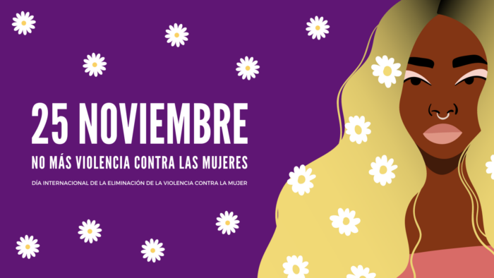 Portada para Facebook 25 noviembre violencia de género dibujo mujer lila