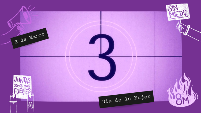 Vídeo Día Mujer 8M Femenino Cuenta Atrás Ilustrado Morado Violeta